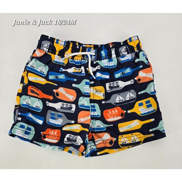 Janie and Jack Toddler Boys Nautical Print Swim Trunks / Board Shorts - Picture 1 of 4